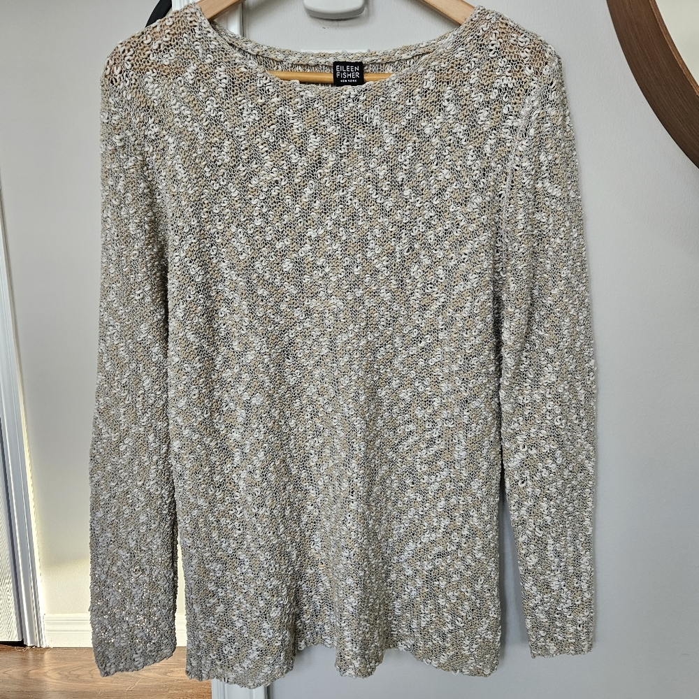Eileen Fisher Silk And Cotton Knit / Woven Sweater